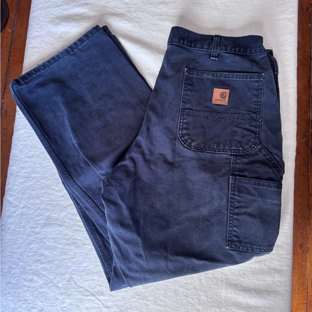 Carhartt B11 Loose Original Fit Washed Duck Work Dungaree Carpenter Pants 38x32